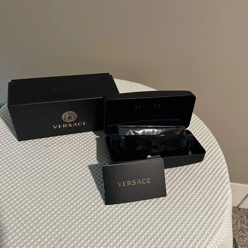 Versace Elegant Black Sunglasses with Case & Papers & Box